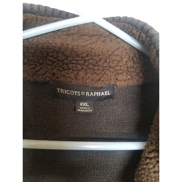 Tricots St Raphael Mens 1/4 Zip Sweater‎ XXL Brown Red Striped Pullover - Picture 3 of 10